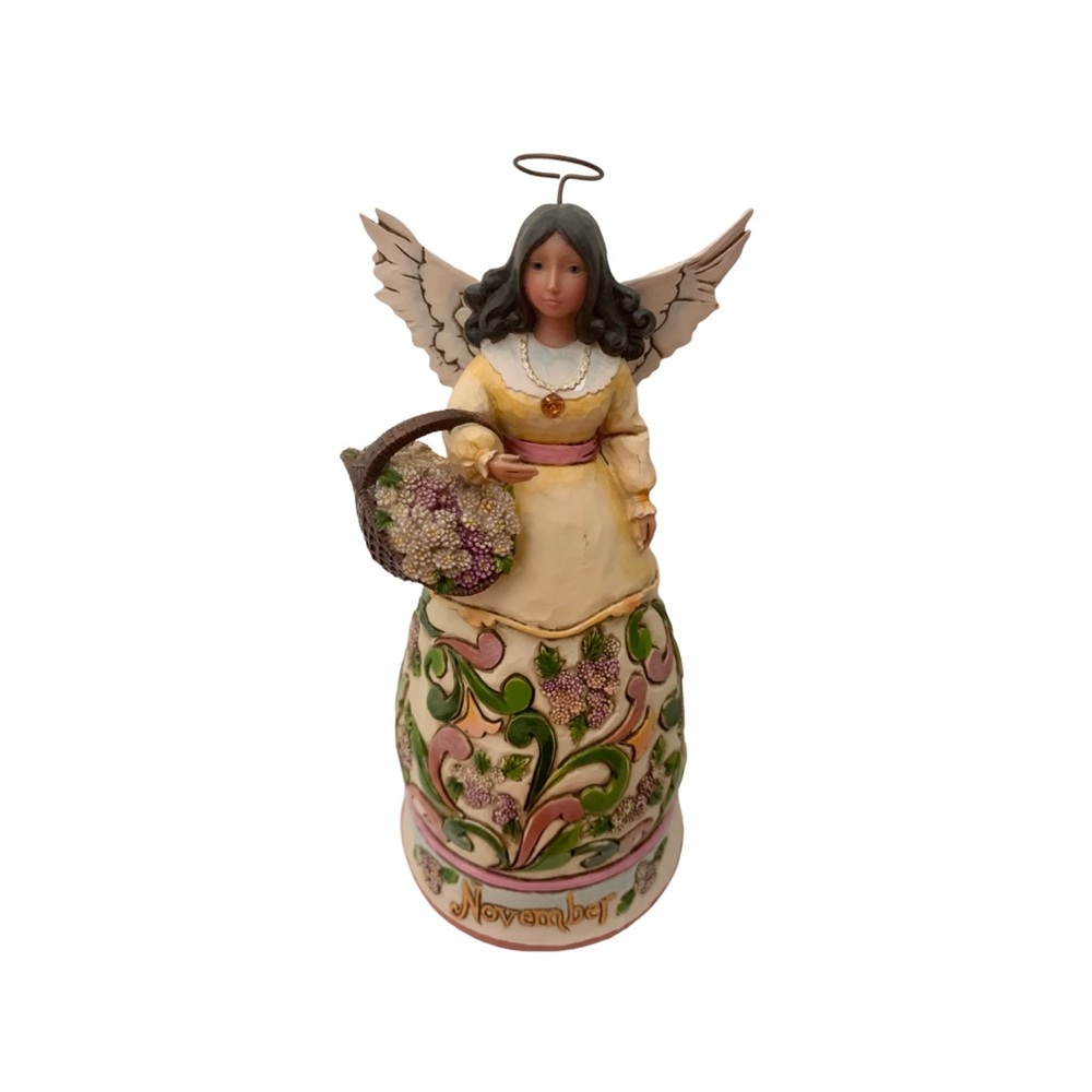 Jim Shore Heartwood Creek November Angel Stone Resin Figurine, 6.25” New in Box